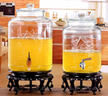 5L 8L Glass Storage Jars Stainless Steel Faucet For Orgnge Juice OEM Accepted
